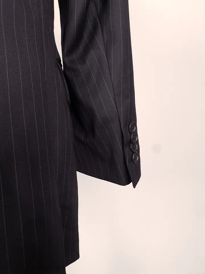 Blazer Roy Robson Azul Rayas Italiano 100% Lana Virgen Talla SM 7