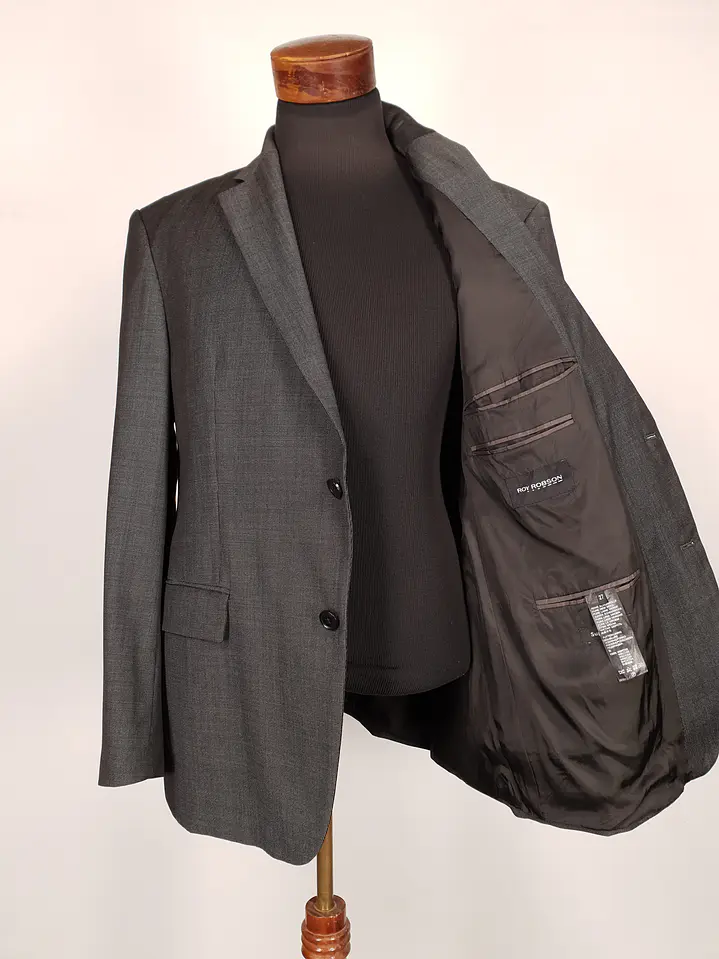 Blazer Roy Robson Plomo 100% Lana Virgen Super 100 Talla L 8
