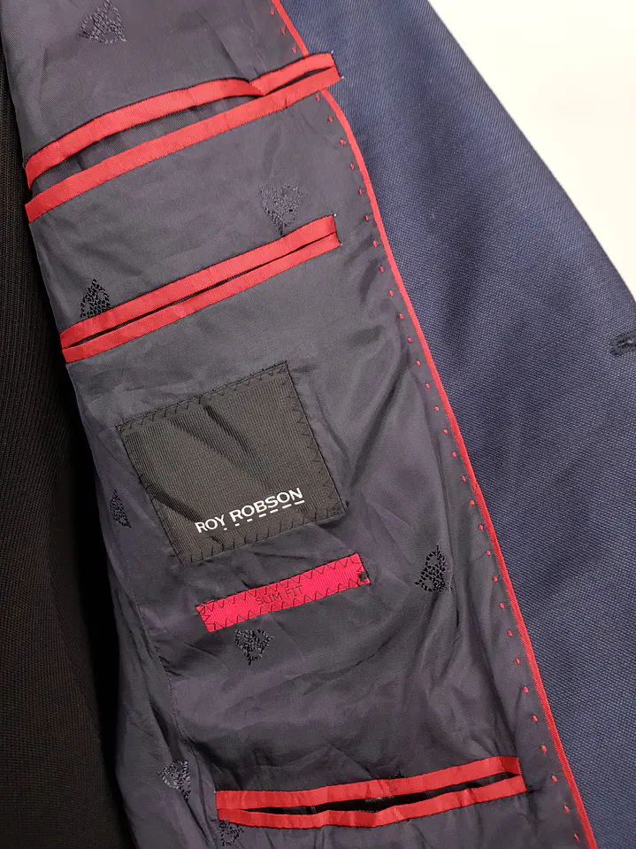 Blazer Roy Robson Azul Lanificio F.lli Cerruti 100% Lana Virgen Talla S 8