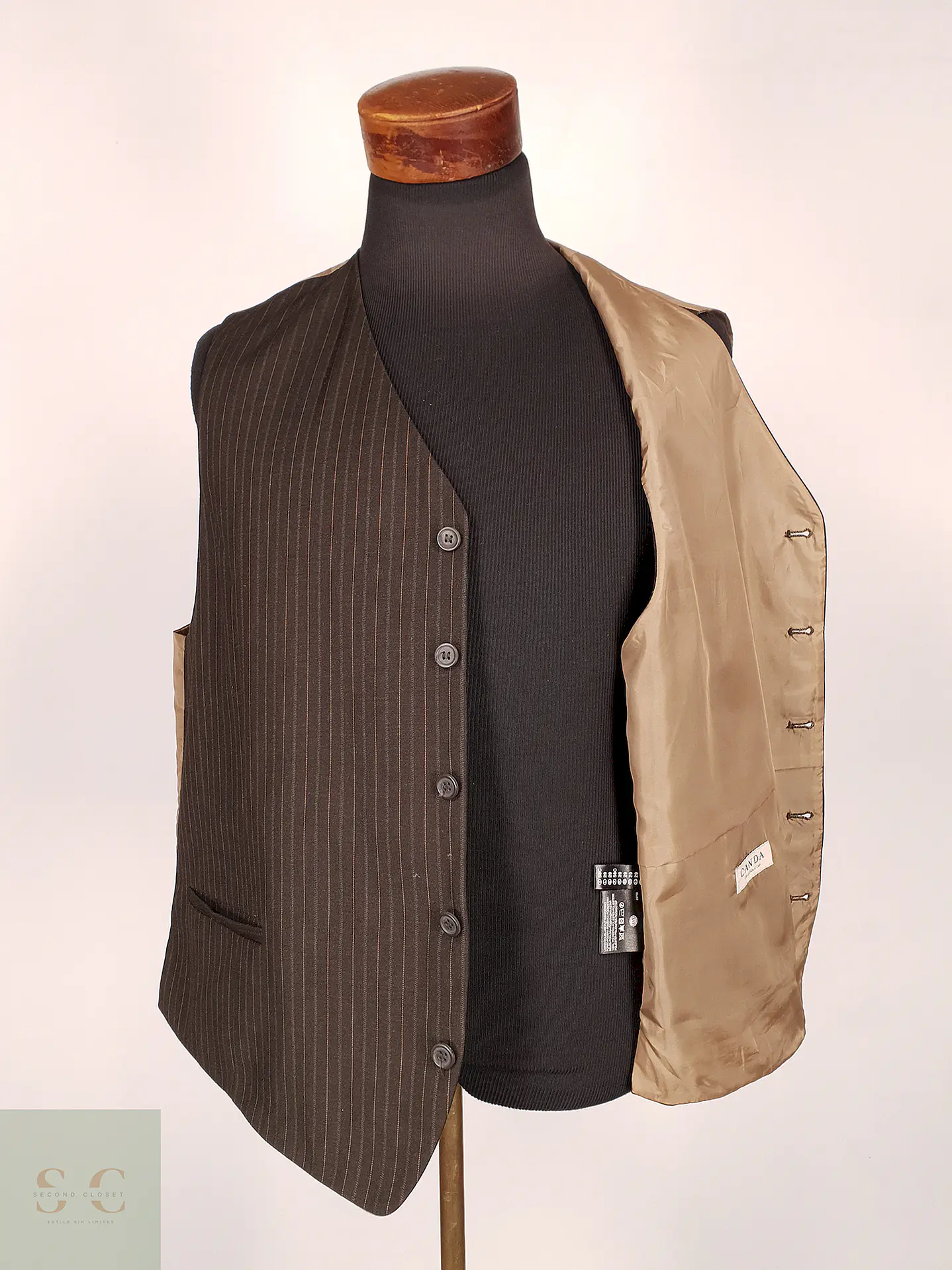 Chaleco - Gilet Canda Café Poliéster Viscosa Talla XXL 4