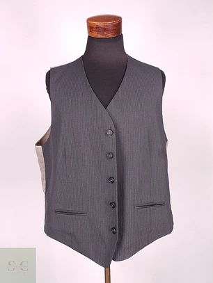 Chaleco - Gilet C&A Plomo Rayas Poliéster Viscosa Talla LXL