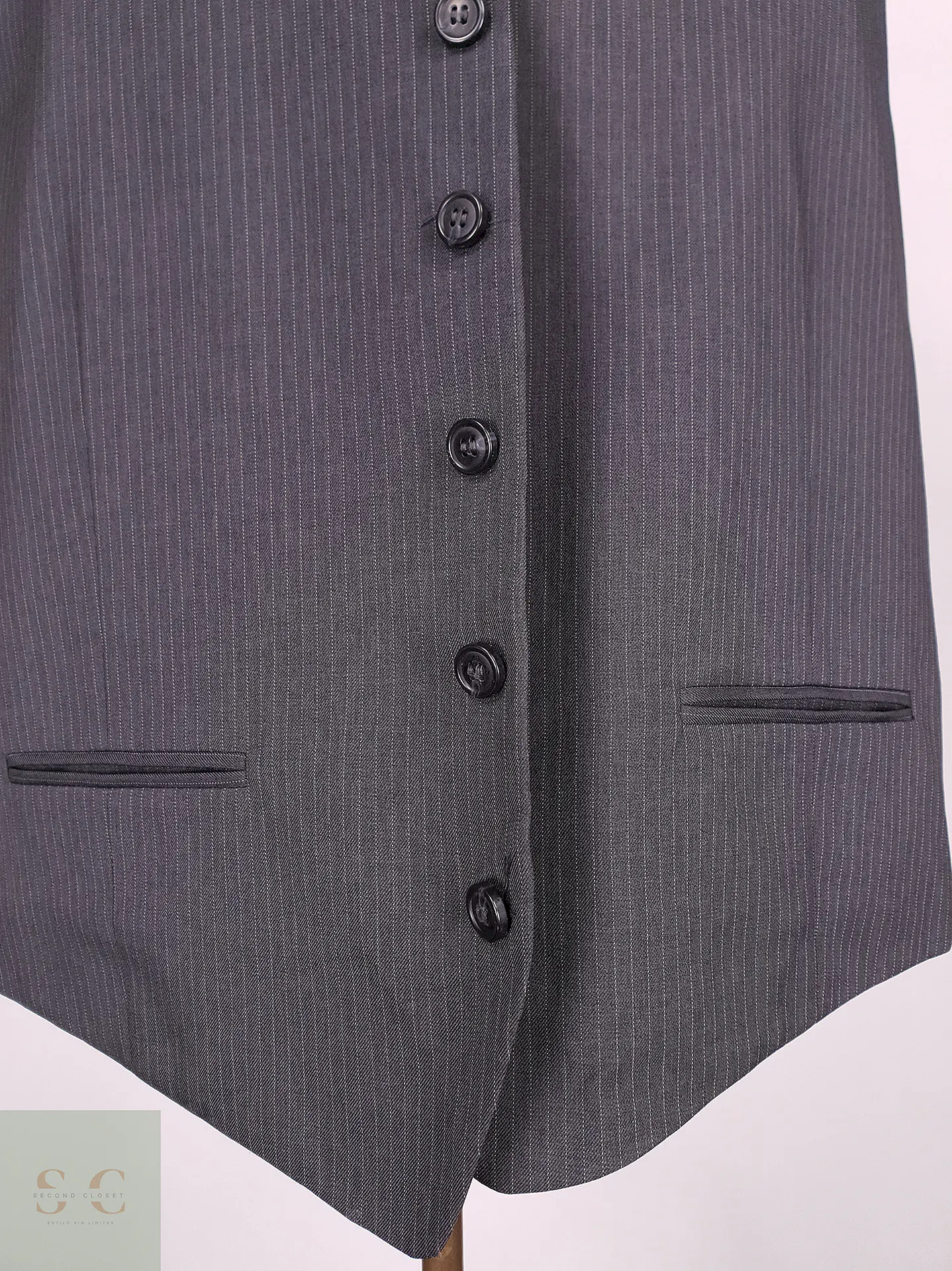 Chaleco - Gilet C&A Plomo Rayas Poliéster Viscosa Talla LXL 2