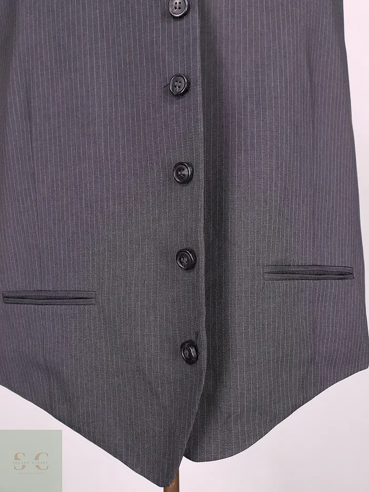 Chaleco - Gilet C&A Plomo Rayas Poliéster Viscosa Talla LXL 2