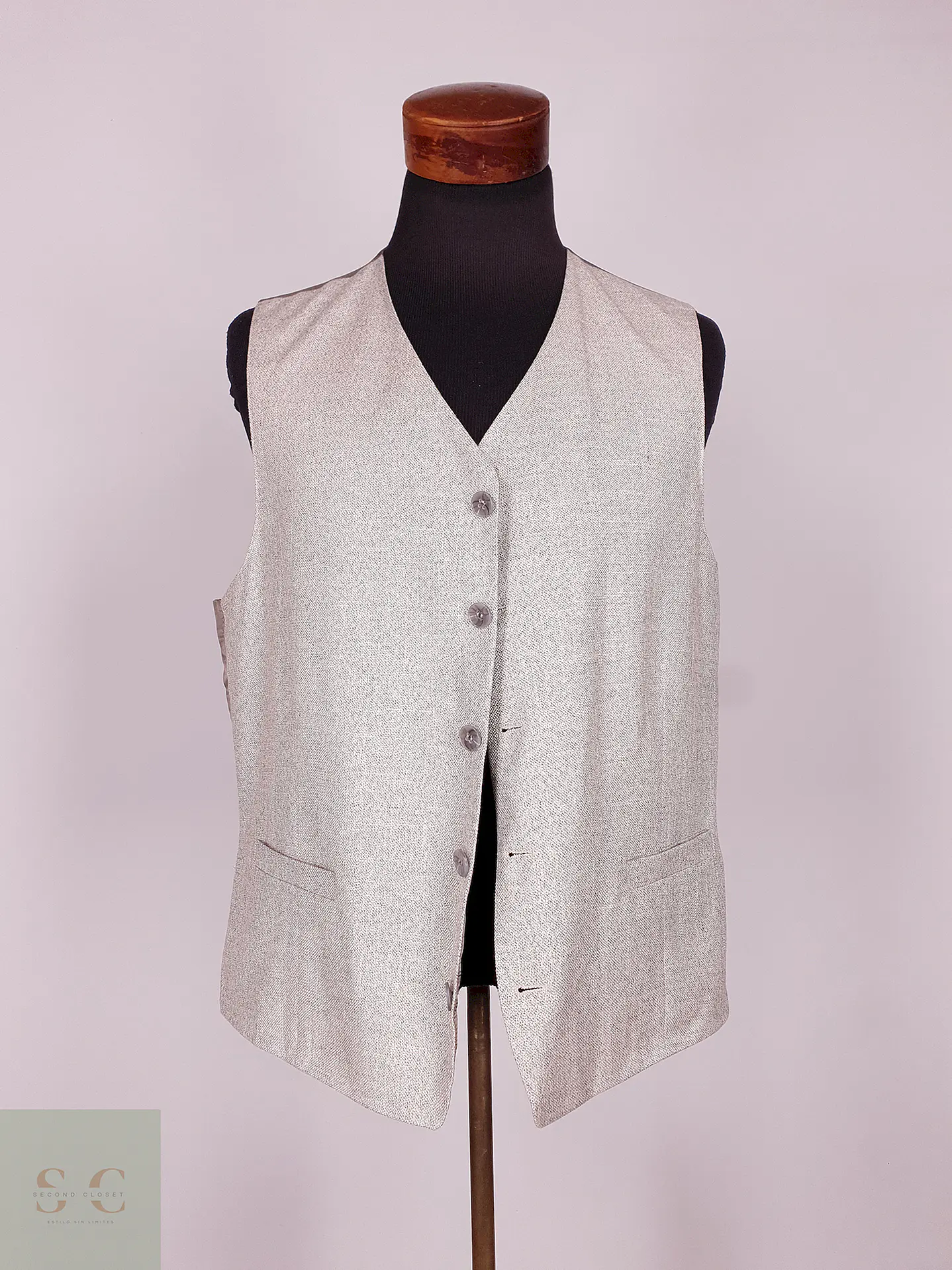 Chaleco - Gilet Viscosa Poliéster Lino Gris Talla ML 1