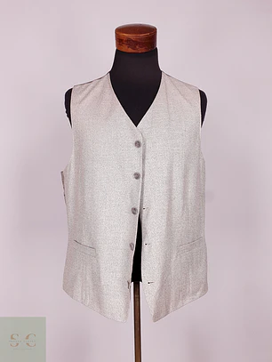 Chaleco - Gilet Viscosa Poliéster Lino Gris Talla ML