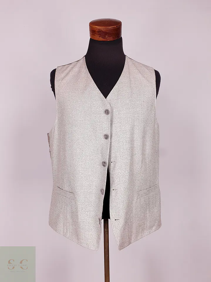 Chaleco - Gilet Viscosa Poliéster Lino Gris Talla ML 1