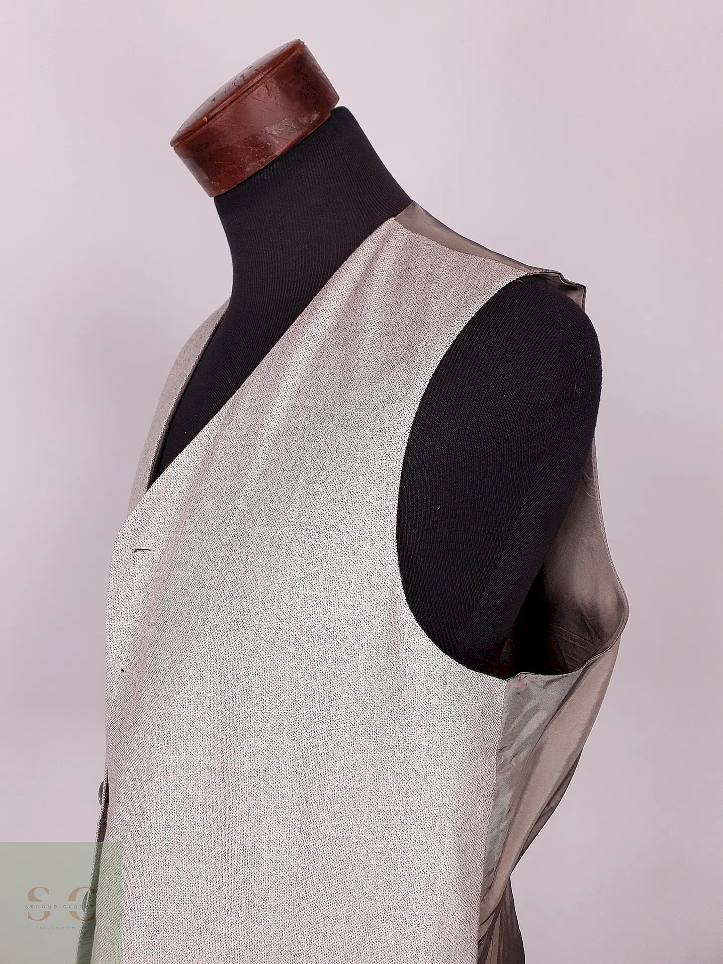 Chaleco - Gilet Viscosa Poliéster Lino Gris Talla ML 5