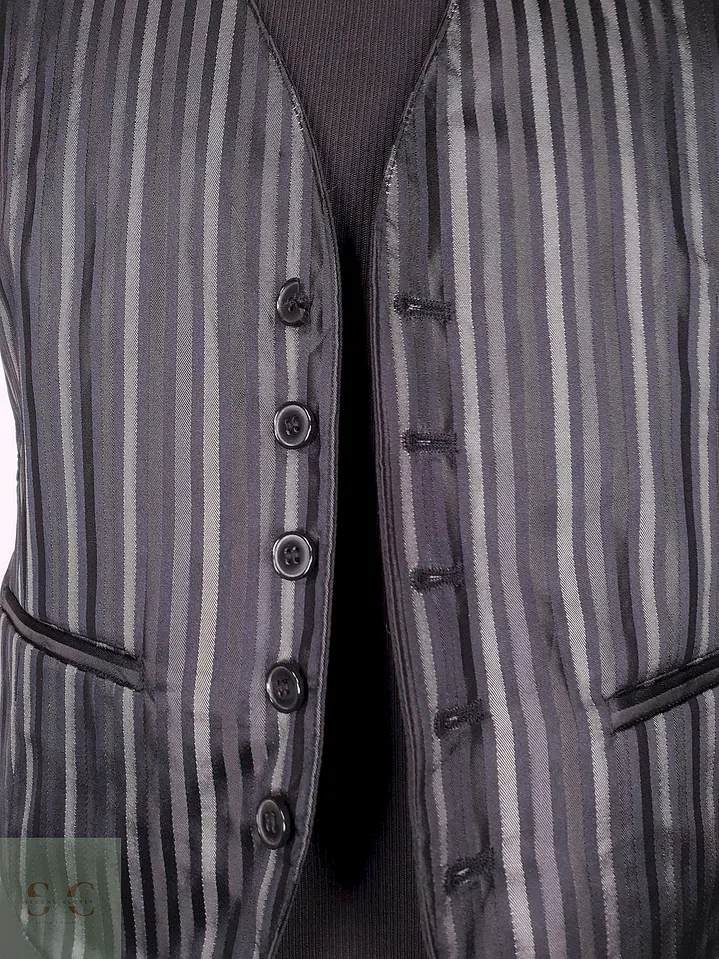 Chaleco - Gilet C&A Negro Rayas Plomo Reversible Talla S 2