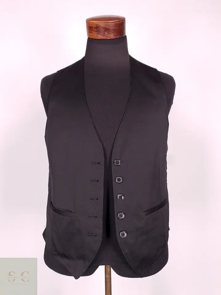 Chaleco - Gilet C&A Negro Rayas Plomo Reversible Talla S 4