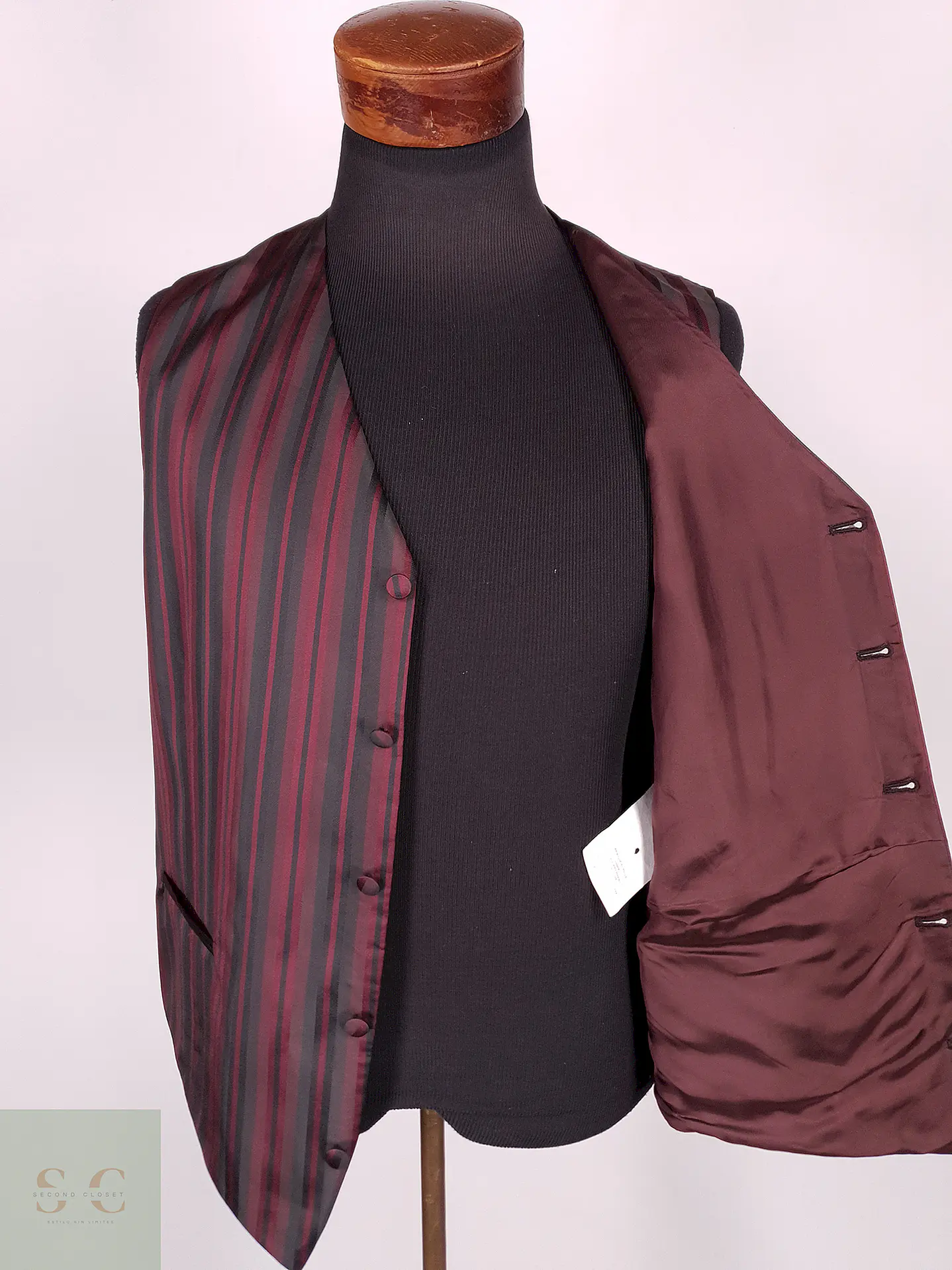 Chaleco - Gilet Wilvorst Burdeos Rayas Negras Poliéster Talla ML 3