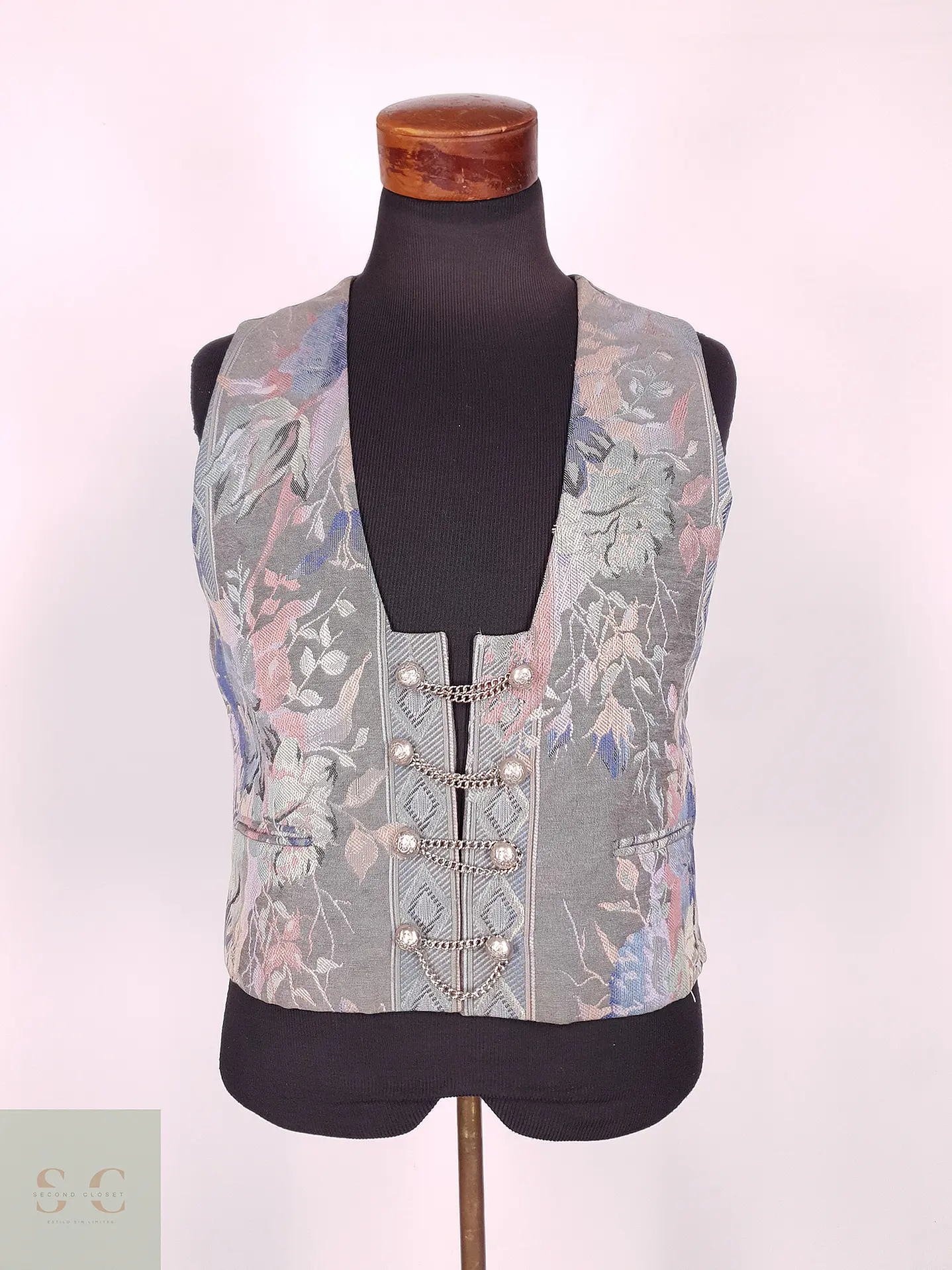 Chaleco - Gilet Algodón Viscosa Diseño Flores Talla S MUJER 1
