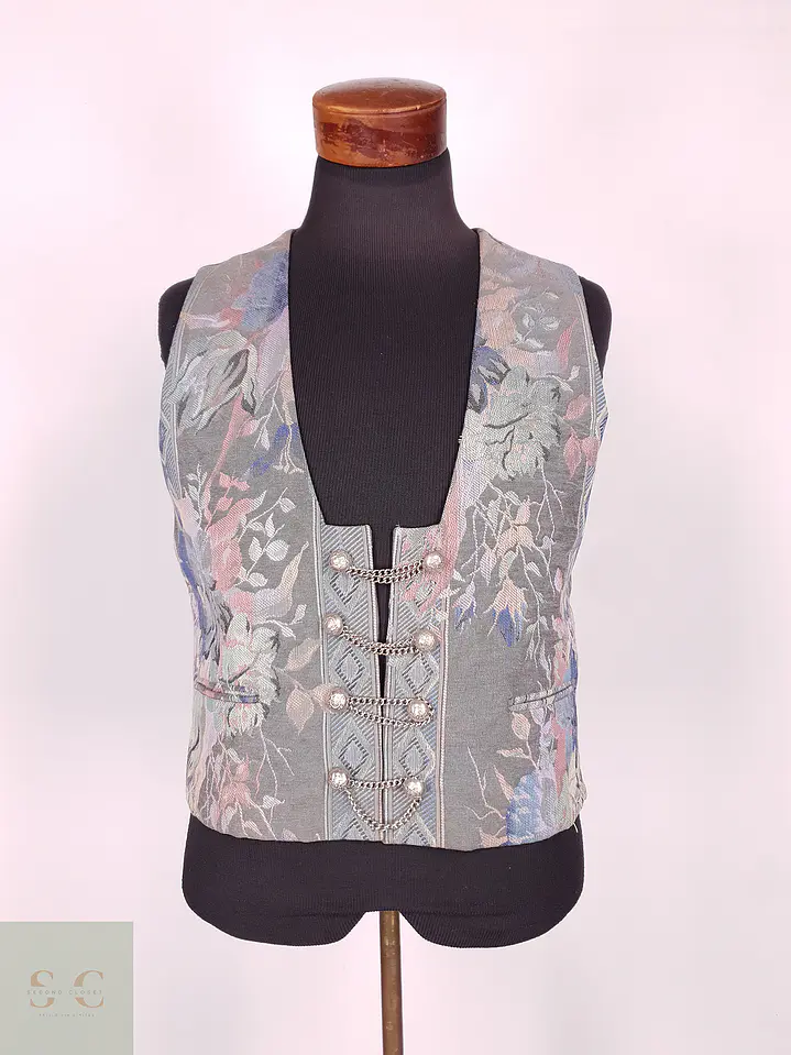 Chaleco - Gilet Algodón Viscosa Diseño Flores Talla S MUJER 1