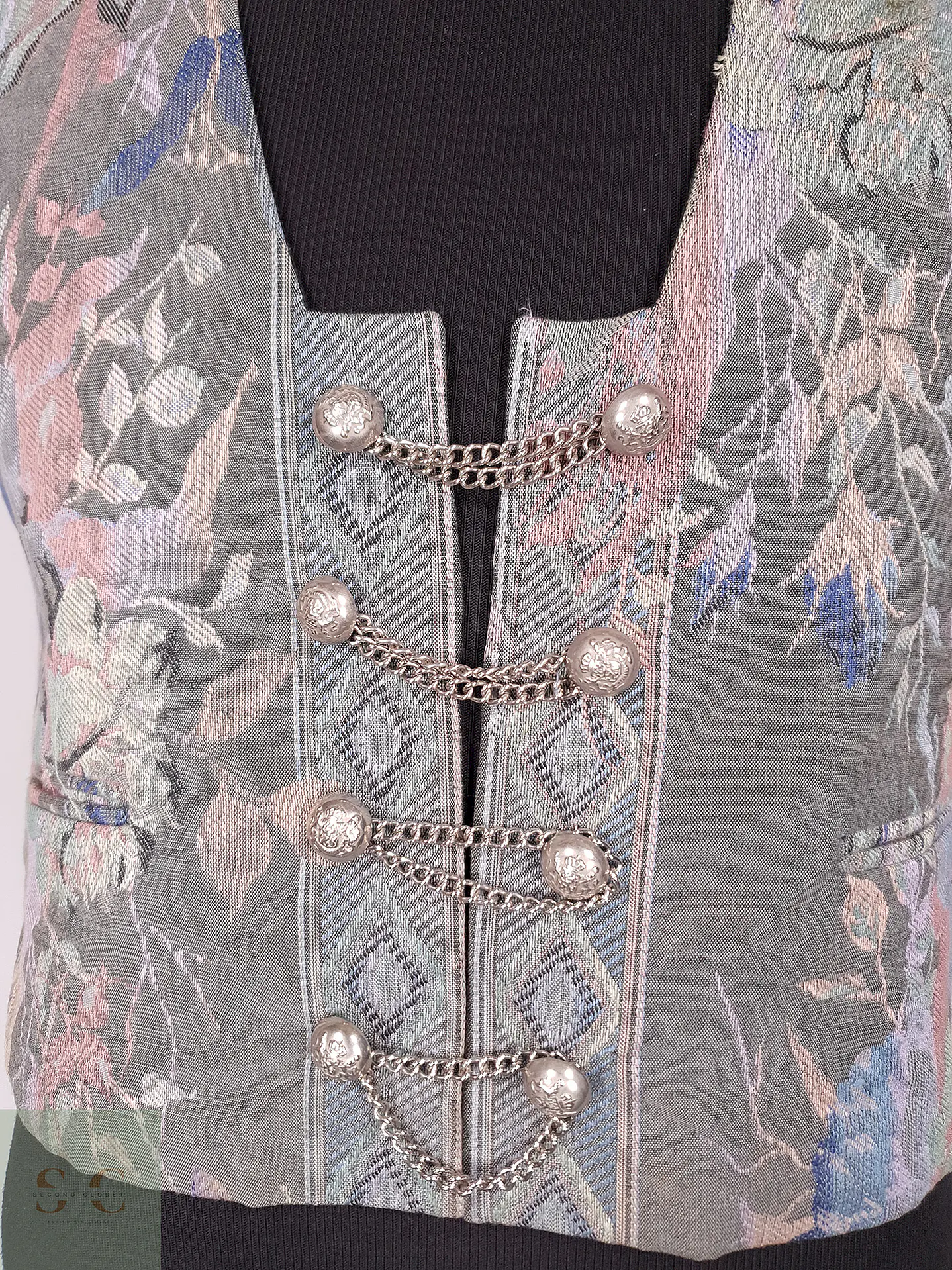Chaleco - Gilet Algodón Viscosa Diseño Flores Talla S MUJER 2