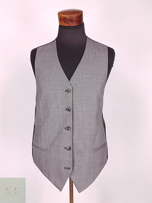 Chaleco - Gilet Plomo Gris Reversible Mezcla Lana Virgen Talla M