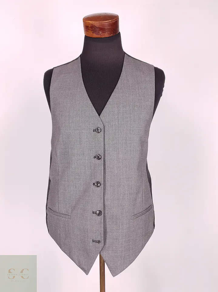 Chaleco - Gilet Plomo Gris Reversible Mezcla Lana Virgen Talla M 1