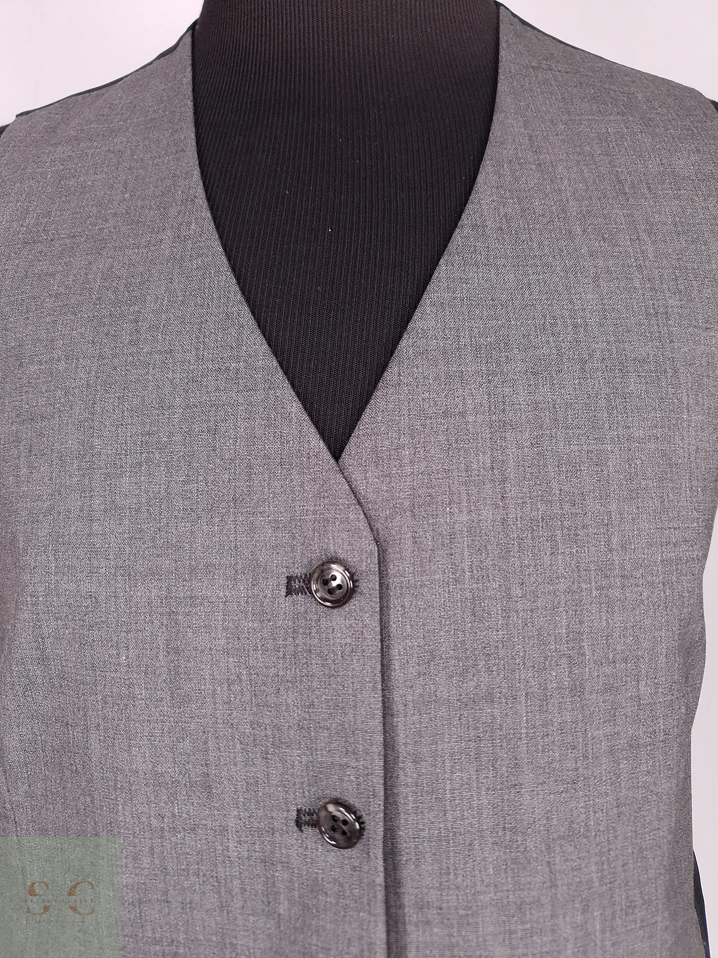 Chaleco - Gilet Plomo Gris Reversible Mezcla Lana Virgen Talla M 2