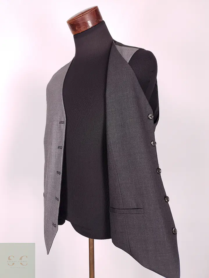 Chaleco - Gilet Plomo Gris Reversible Mezcla Lana Virgen Talla M 3