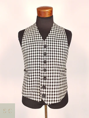Chaleco - Gilet Blanco y Negro Botones Forrados Talla S