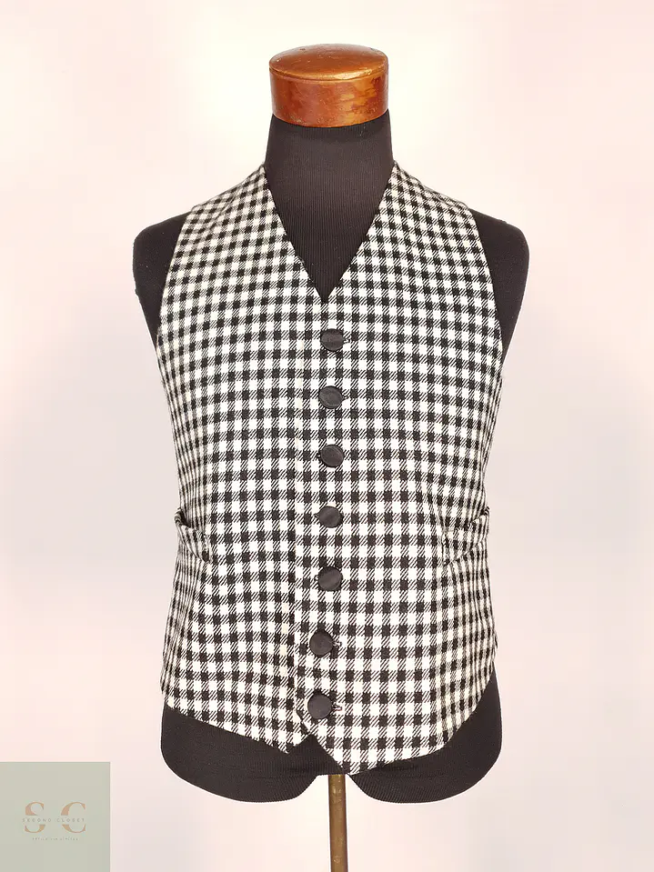 Chaleco - Gilet Blanco y Negro Botones Forrados Talla S 1