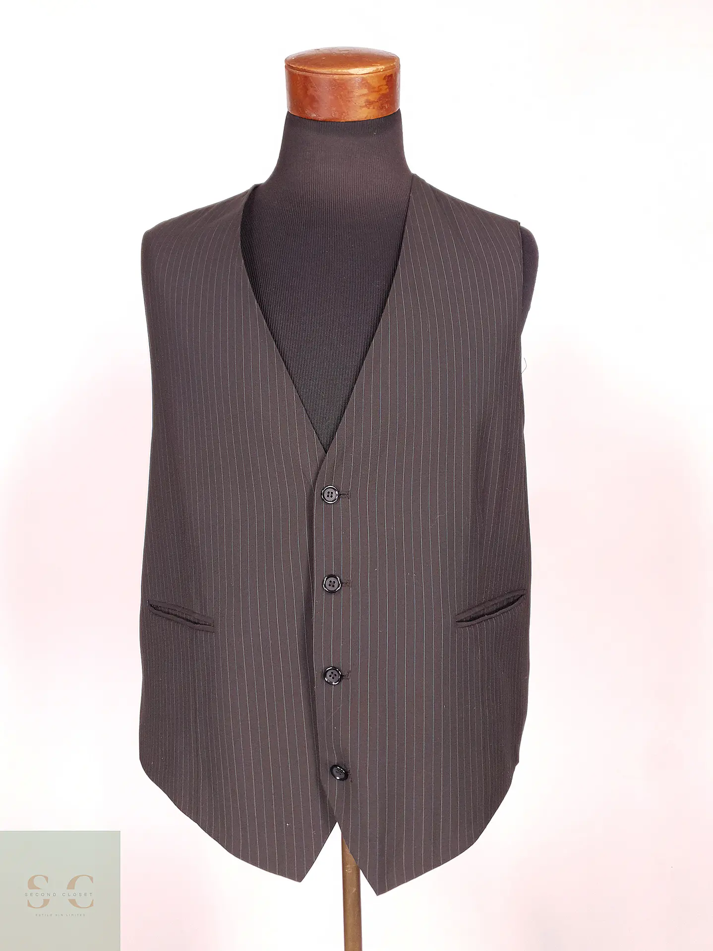 Chaleco - Gilet Canda Café Rayas Poliéster Viscosa Talla XXL 1