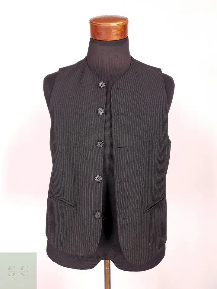 Chaleco - Gilet Angelo Litrico Negro Rayas Poliéster Viscosa Talla S 1