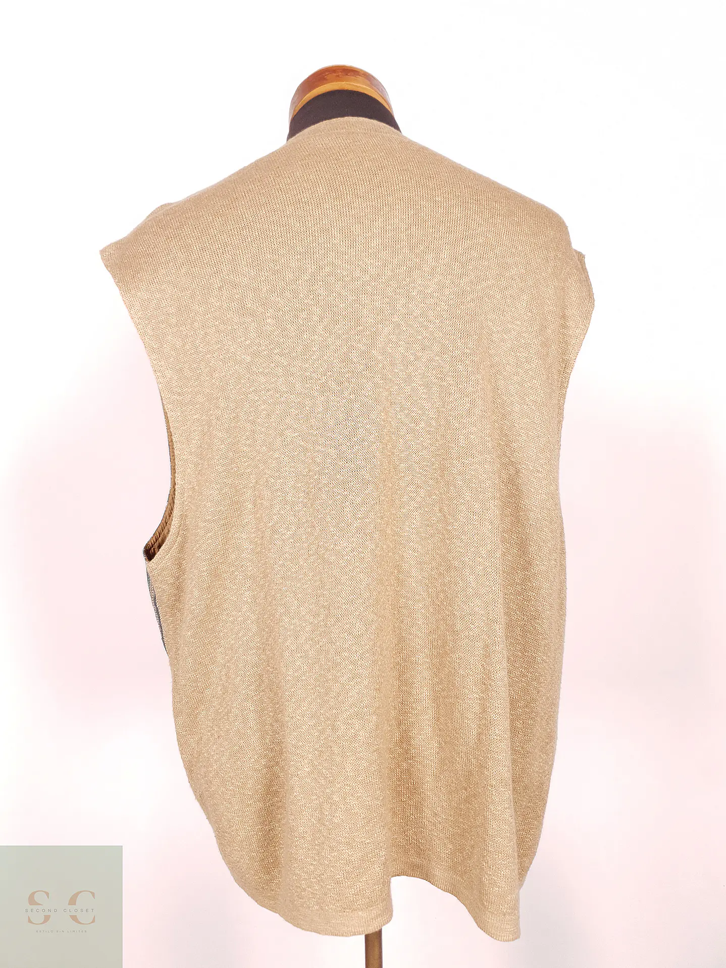 Chaleco - Gilet Rayas Azules y Café Algodón Lino Talla XXL 3