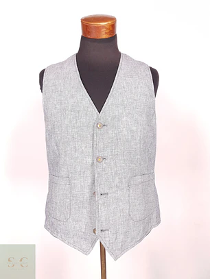 Chaleco - Gilet Calamar Celeste Lino Algodón Talla SM