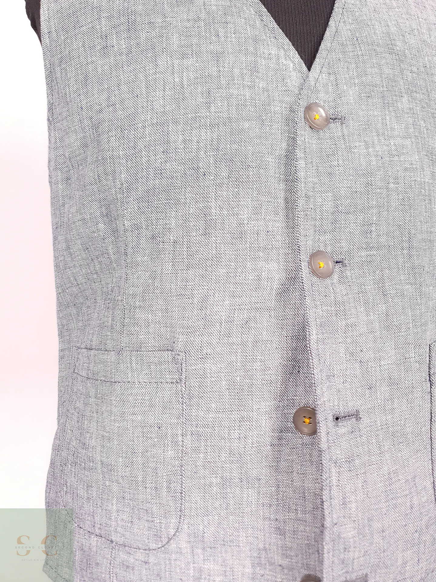 Chaleco - Gilet Calamar Celeste Lino Algodón Talla SM 2