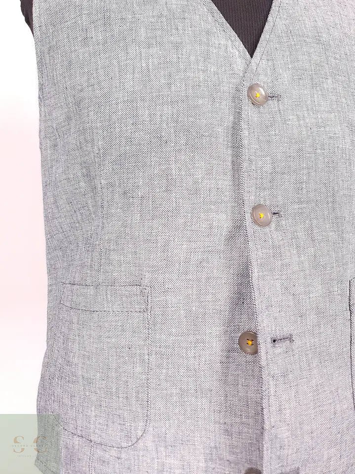 Chaleco - Gilet Calamar Celeste Lino Algodón Talla SM 2