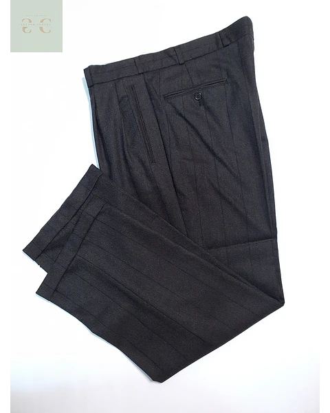Pantalón Vintage Plomo Rayas Lana Talla XL 48