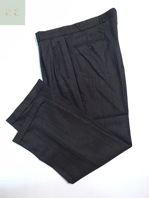Pantalón Vintage Plomo Rayas Lana Talla XL 48