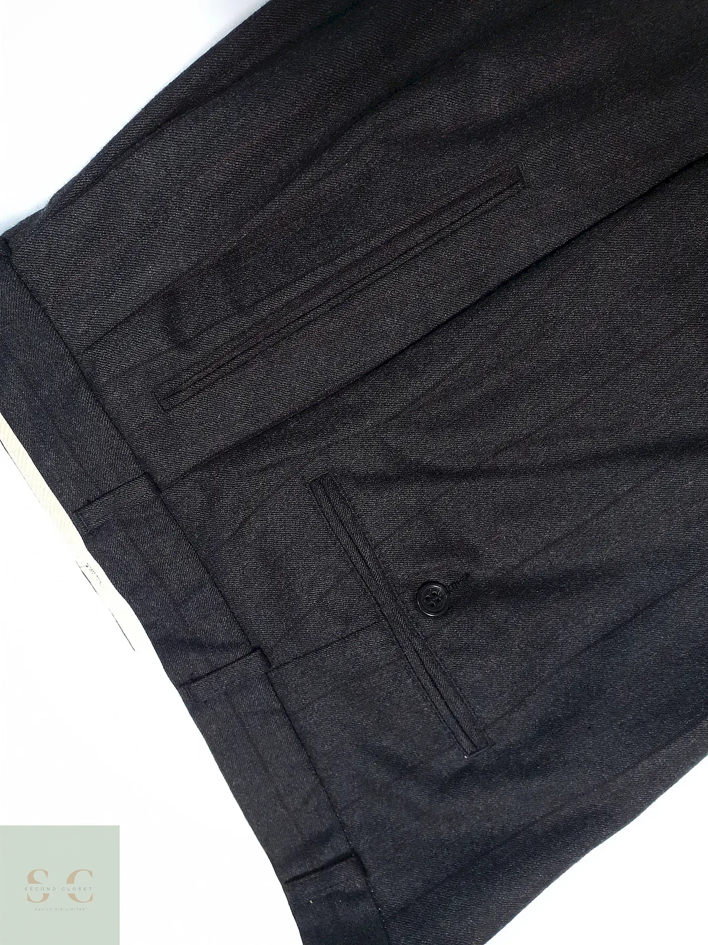 Pantalón Vintage Plomo Rayas Lana Talla XL 48 3