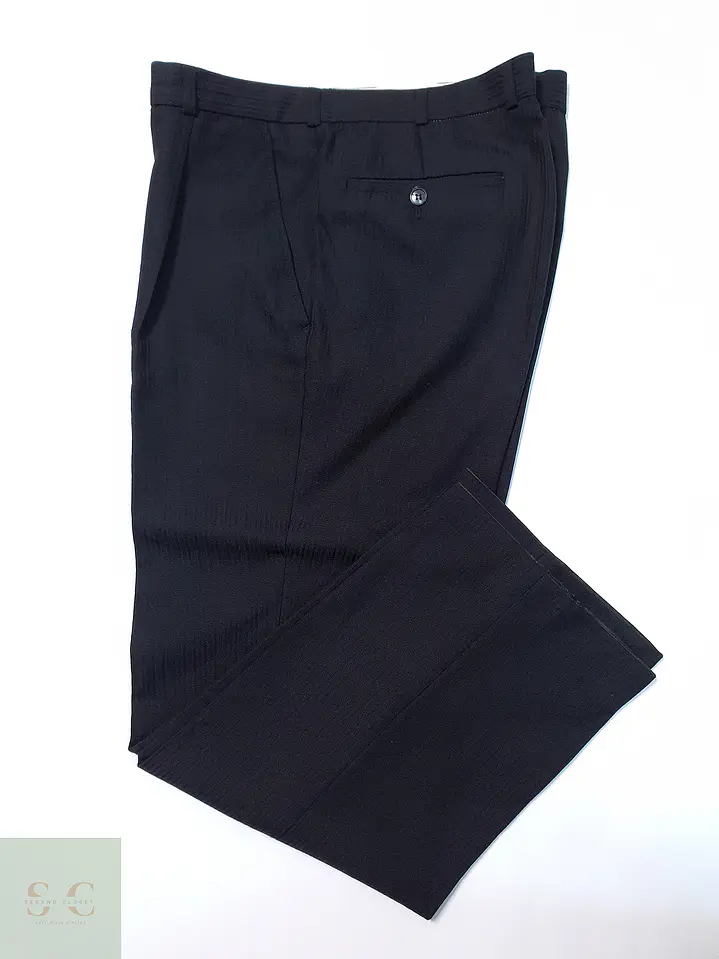Pantalón Vintage Azul Negro Lana Virgen Talla XL 46 1