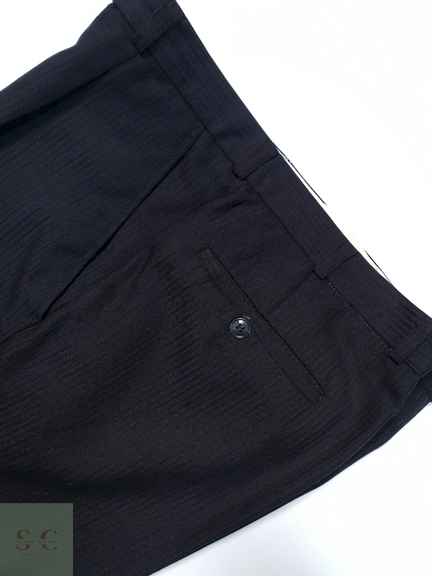 Pantalón Vintage Azul Negro Lana Virgen Talla XL 46 3