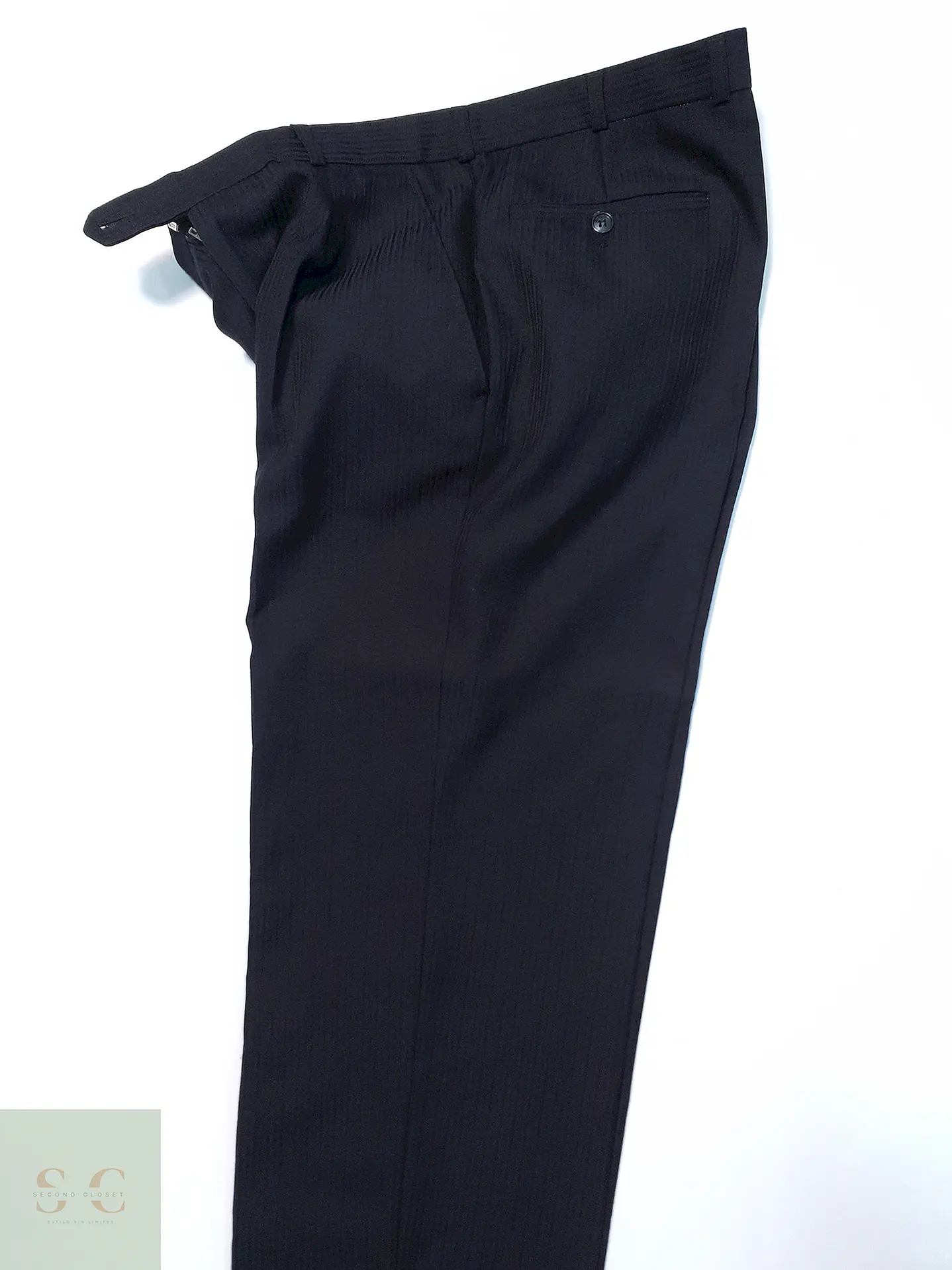 Pantalón Vintage Azul Negro Lana Virgen Talla XL 46 6