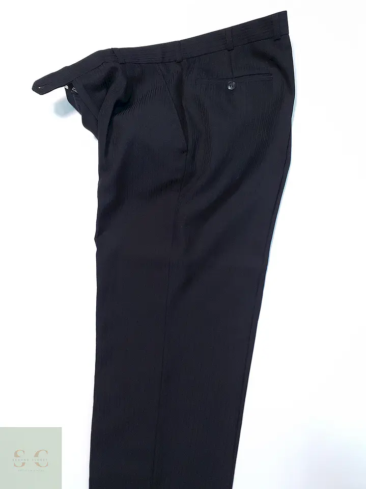 Pantalón Vintage Azul Negro Lana Virgen Talla XL 46 6