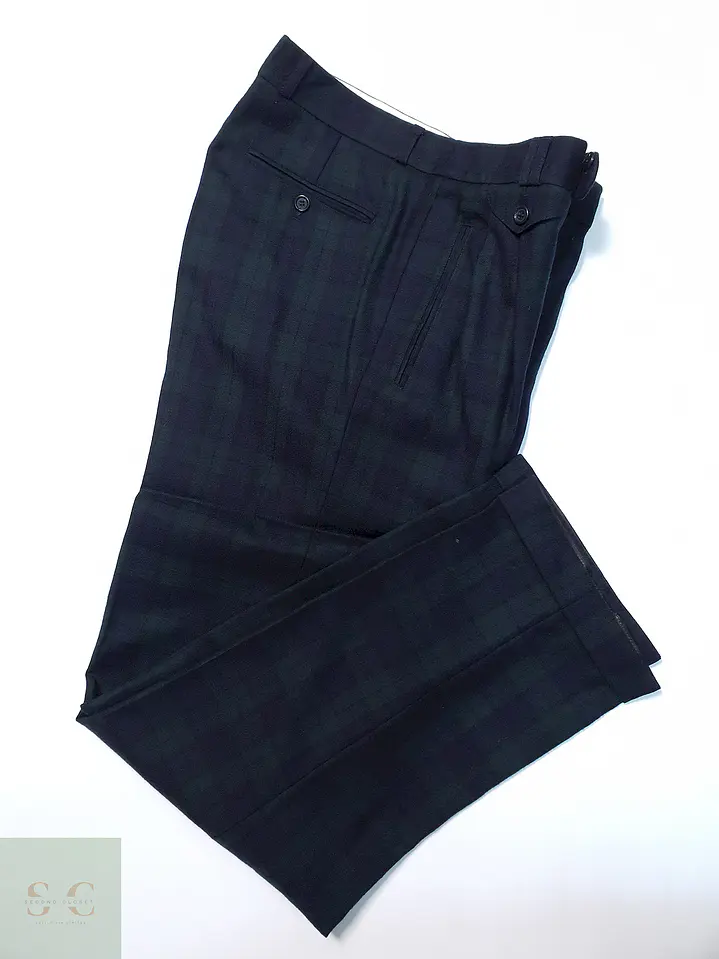Pantalón Brax Vintage Azul Verde 100% Lana Virgen Talla M 42 1
