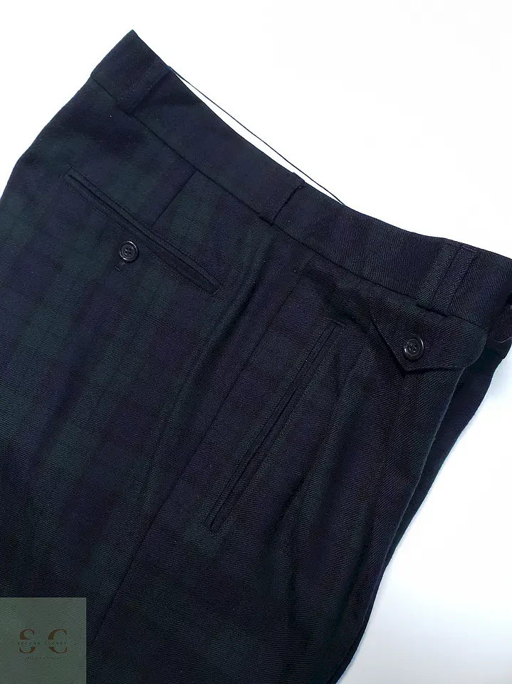 Pantalón Brax Vintage Azul Verde 100% Lana Virgen Talla M 42 3