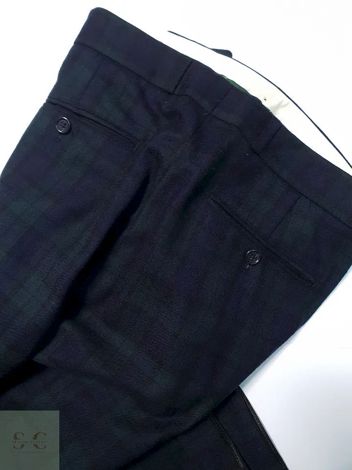 Pantalón Brax Vintage Azul Verde 100% Lana Virgen Talla M 42 6