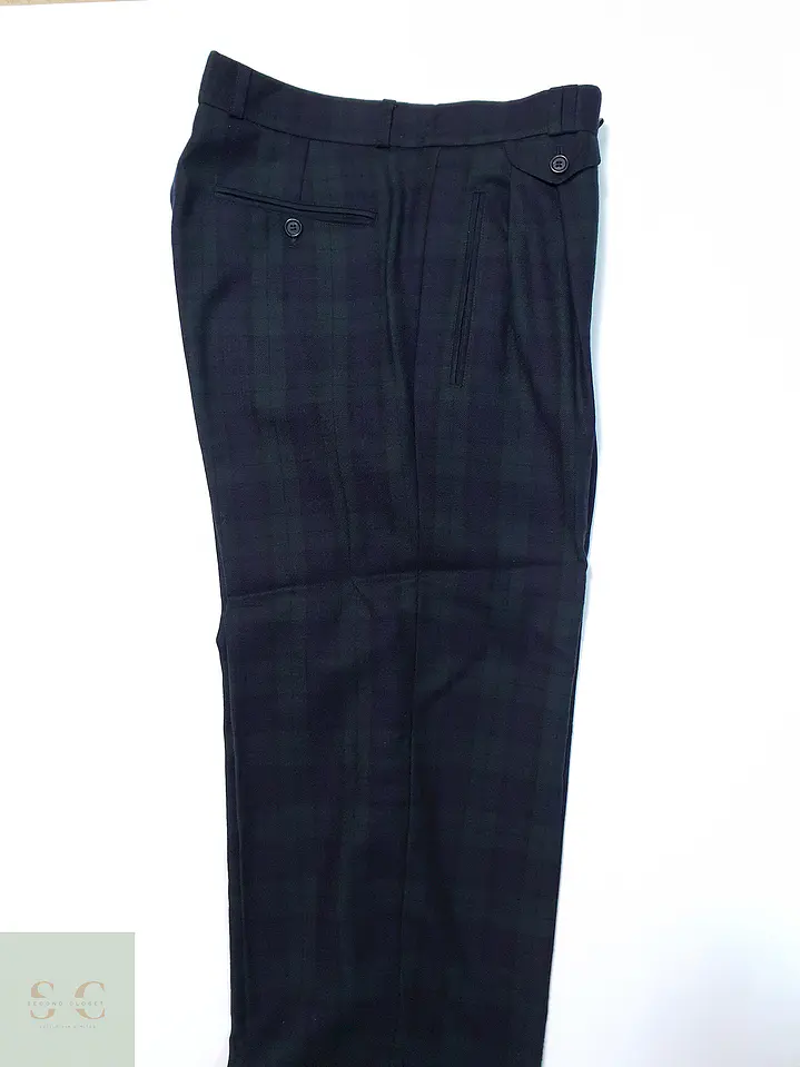 Pantalón Brax Vintage Azul Verde 100% Lana Virgen Talla M 42 7