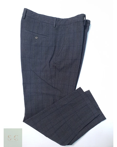 Pantalón Zara Plomo Cuadros Talla L 46