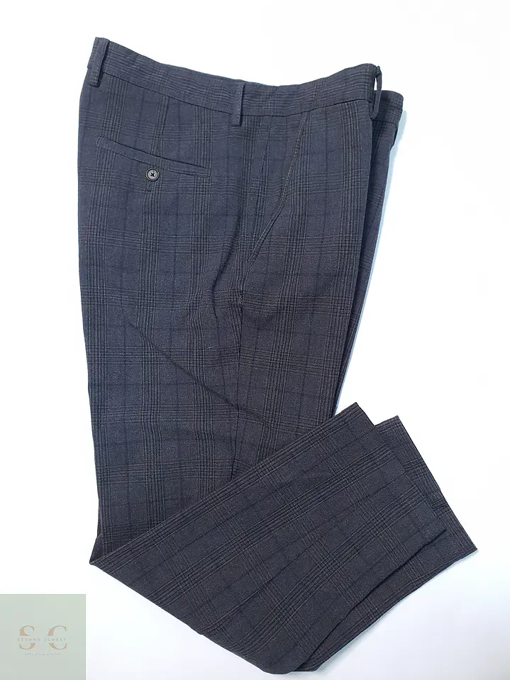 Pantalón Zara Plomo Cuadros Talla XL 46 1