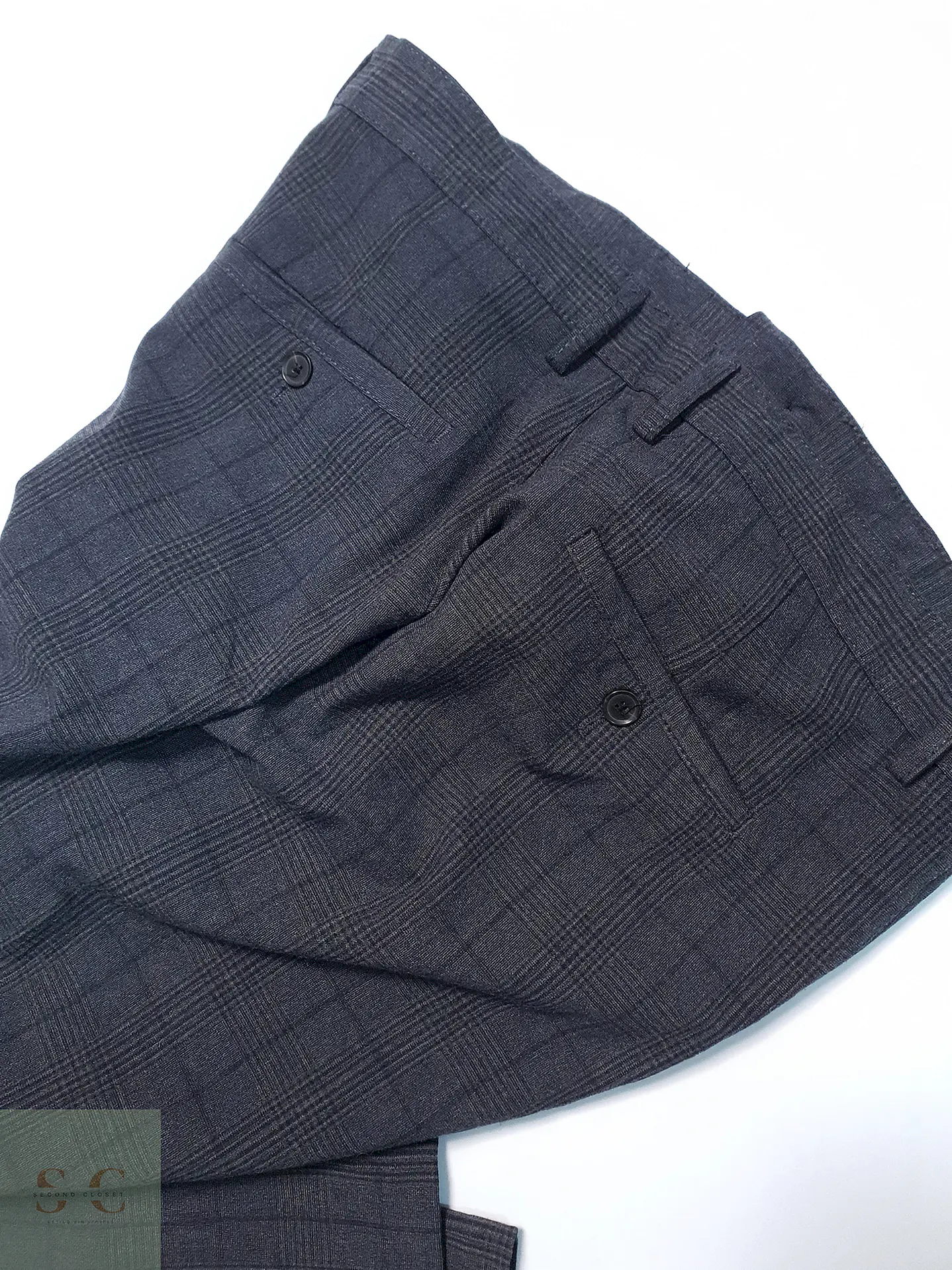 Pantalón Zara Plomo Cuadros Talla XL 46 5