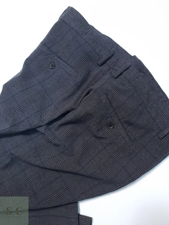 Pantalón Zara Plomo Cuadros Talla XL 46 5