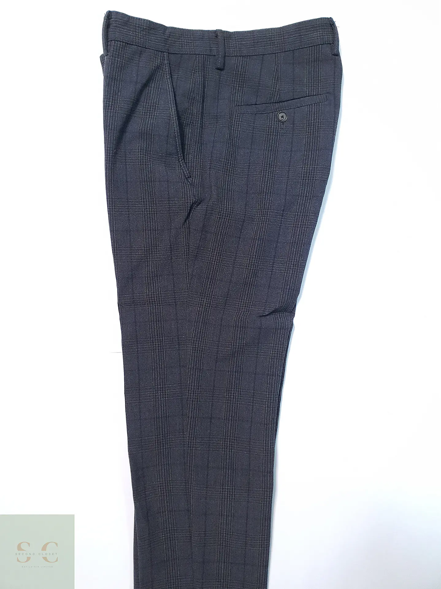Pantalón Zara Plomo Cuadros Talla XL 46 6
