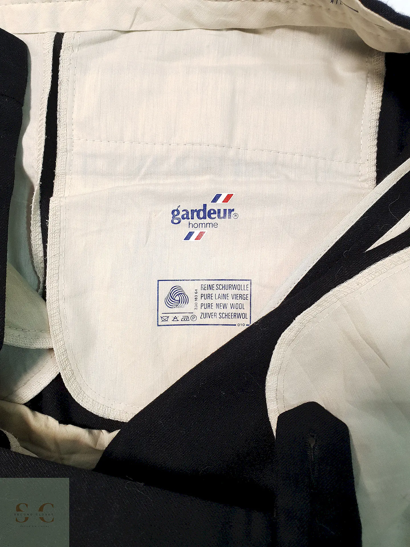 Pantalón Gardeur Homme 100% Lana Virgen Negro Talla 2XL 50 5