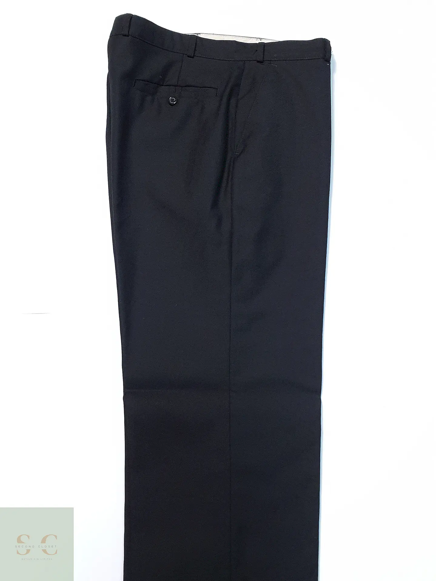 Pantalón Vintage Negro Lana Virgen Talla XL 48 2