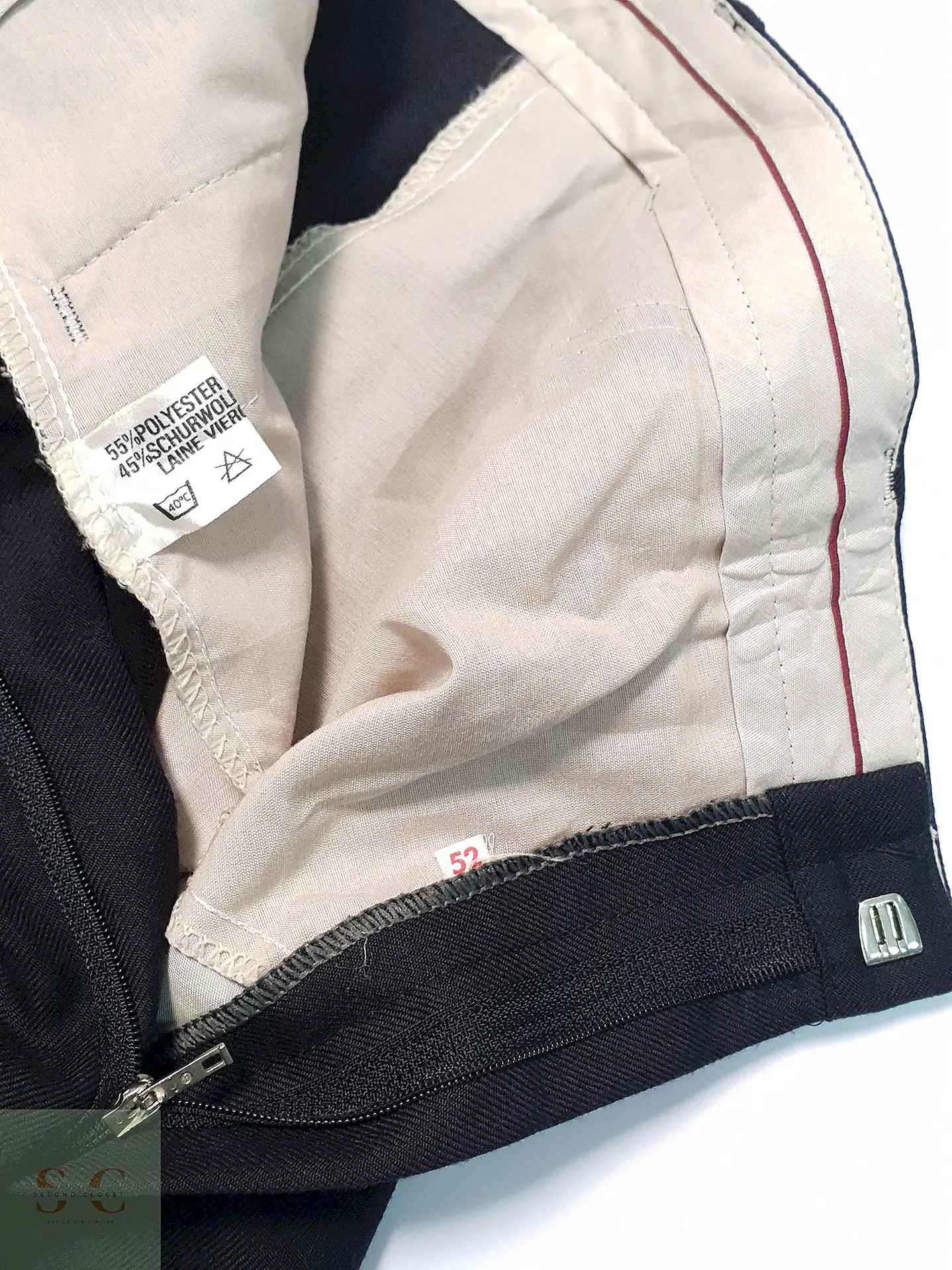 Pantalón Vintage Negro Lana Virgen Talla XL 48 5