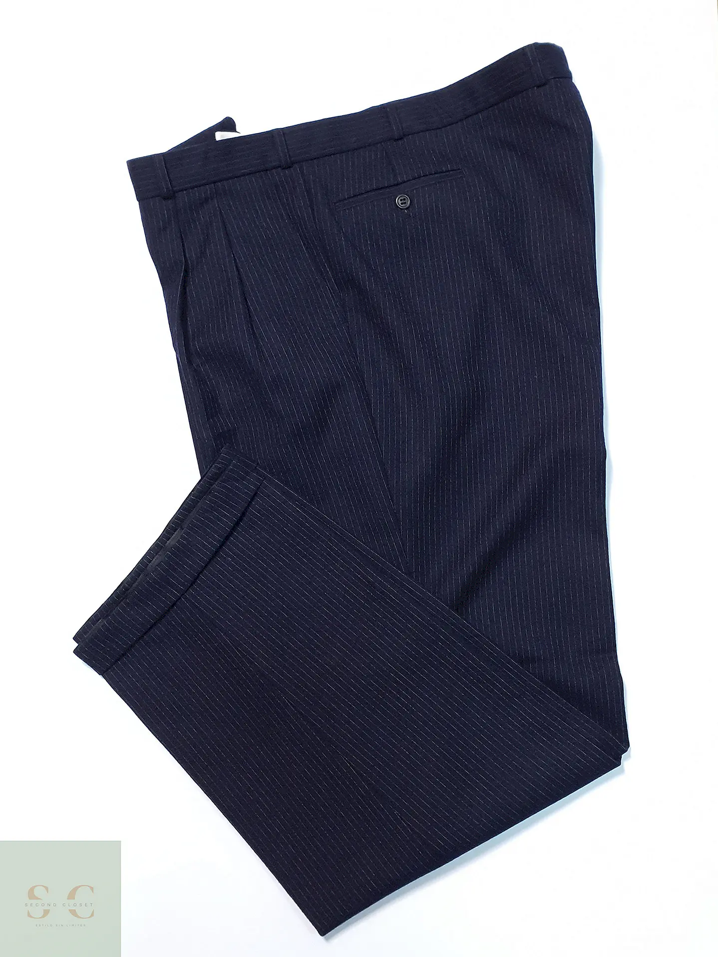 Pantalón Vintage Gutos Azul Rayas Lana Talla 5XL 58 1