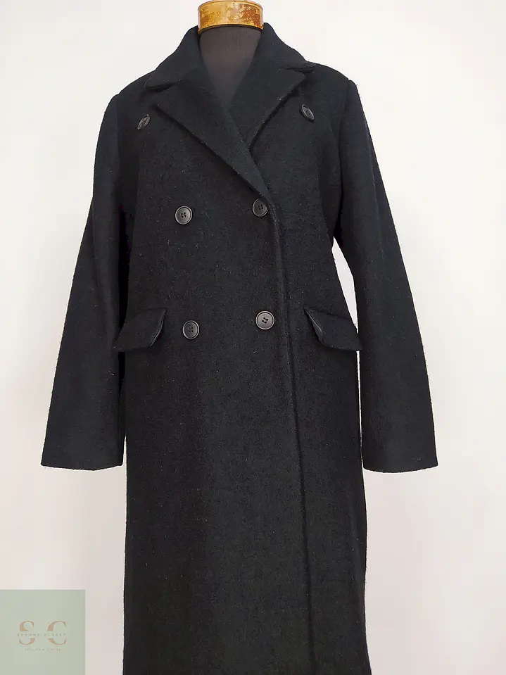 Abrigo Largo Negro Lc Waikiki Mezcla Lana Cruzado Talla 42 L 4